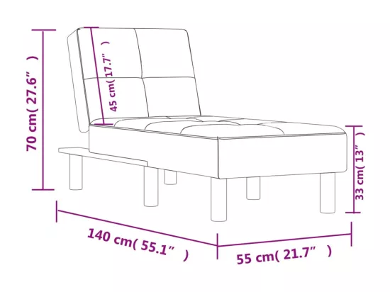 Prolenta Premium - Chaise longue gris similicuir
