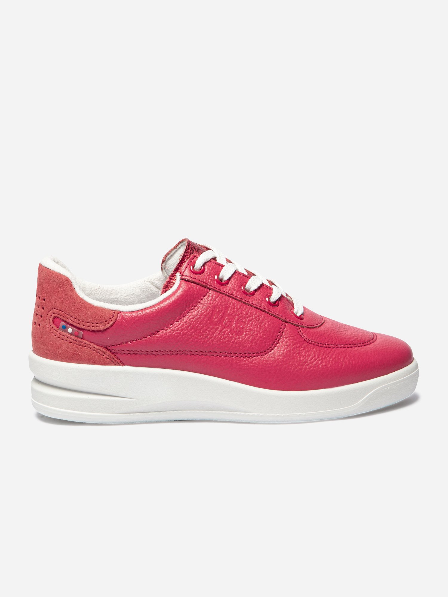 Baskets Femme Fabriquées en France Dessus Cuir Rouge Framboise