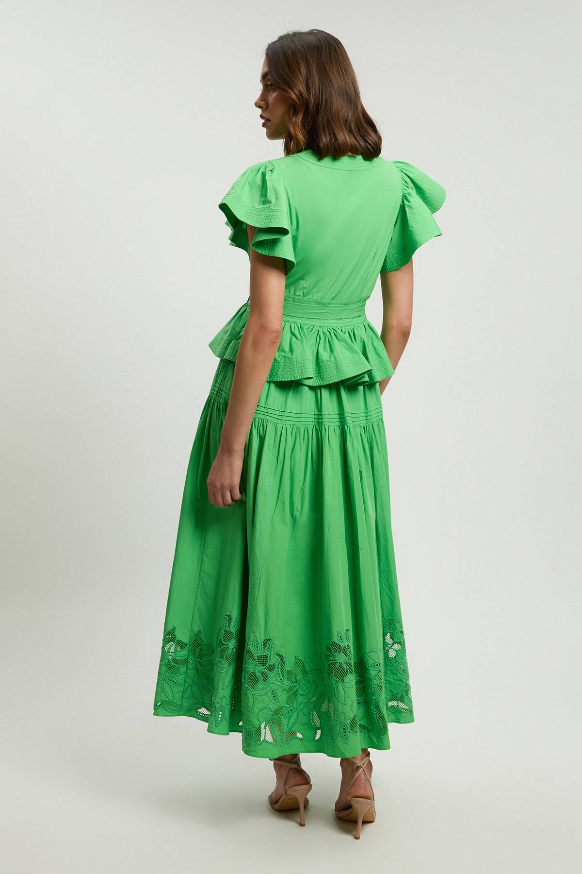 KarenMillen Robe Midi En Coton À Broderie Anglaise Avec Ceinture