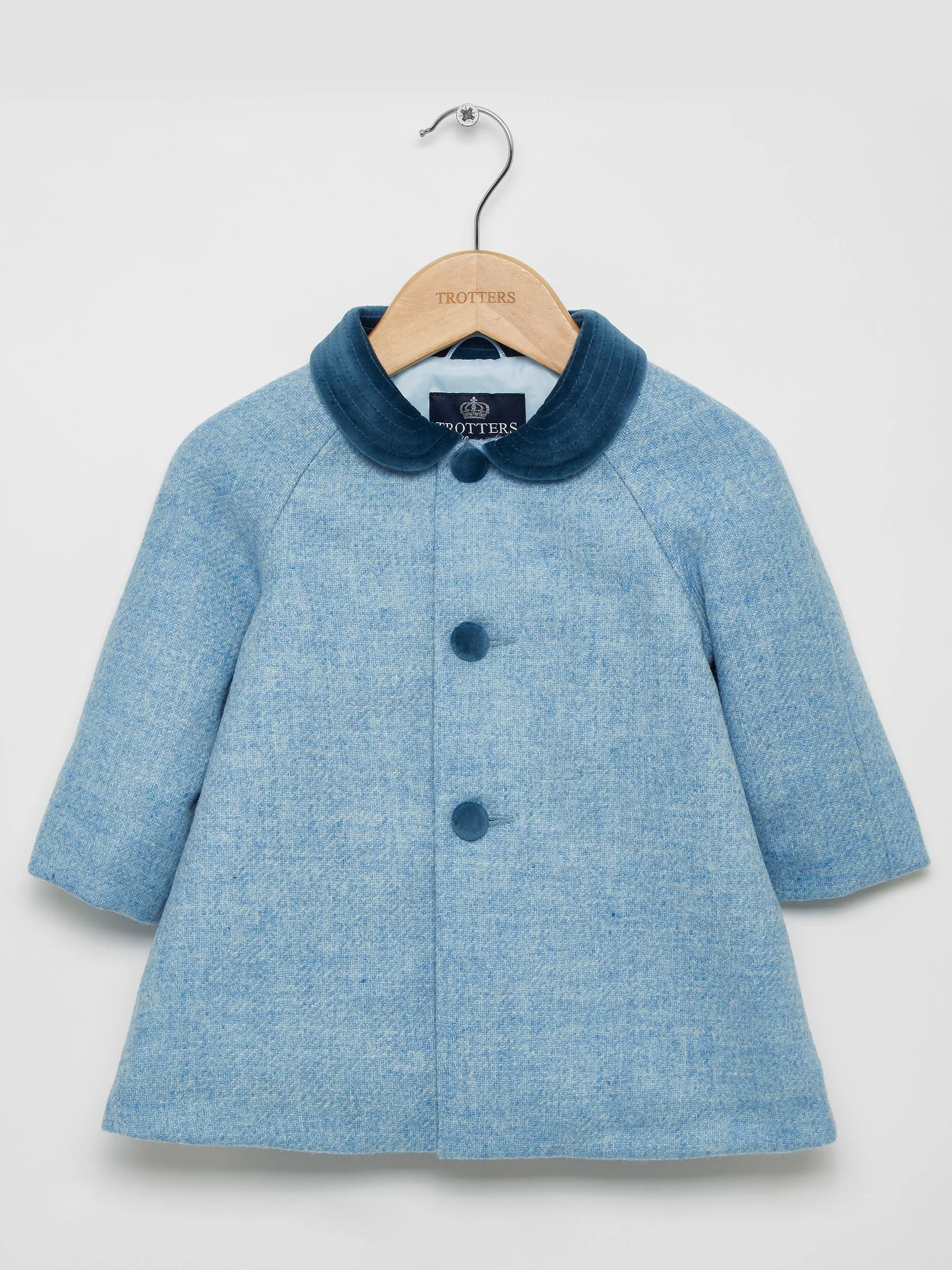 Trotters London - Blauwe klassieke jas met raglanmouwen voor kleine jongens