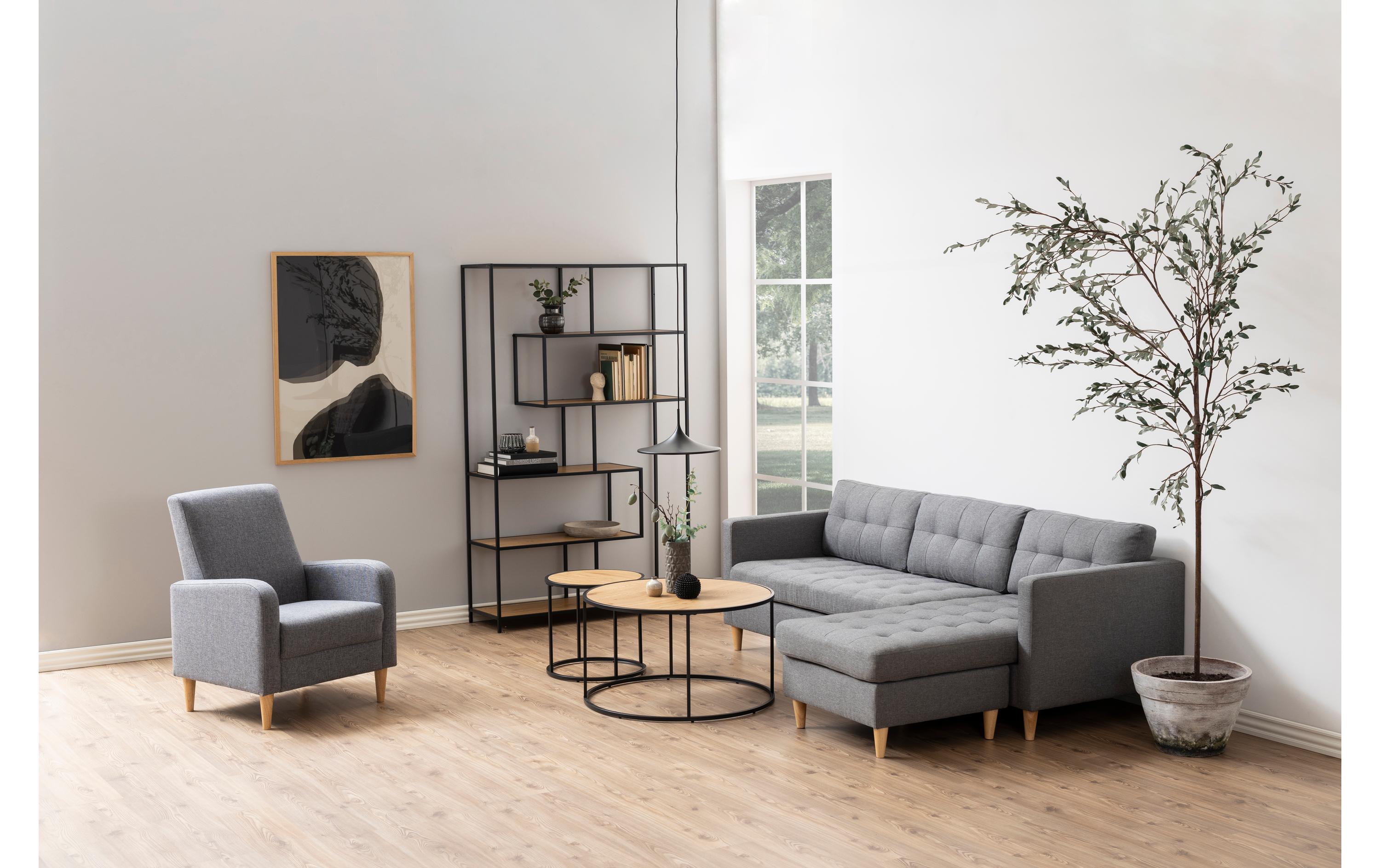 Regal Seaford 114 x 35 x 185 cm, Eiche/Schwarz<br>Bücherregal