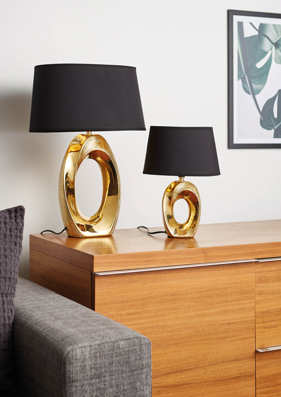 Tischleuchte - goldfarben-schwarz - 33 cm hoch