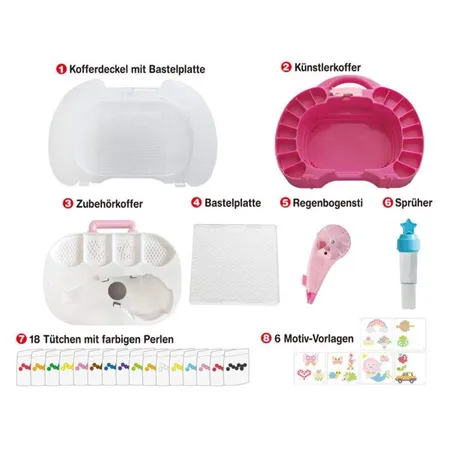 Aquabeads Bastel-Set Künstlerkoffer über 1200 Perlen und Glitzerperlen
