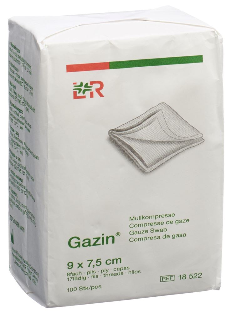 GAZIN Mullkompressen 9x7.5cm 8-fach unsteril 100 Stk