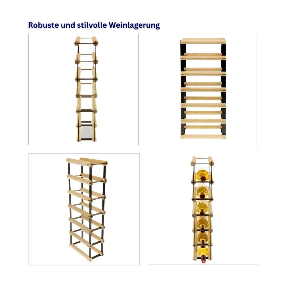 PROREGAL Modulair Wijnrek Vinotega Mod Metaal HxBxD 62,5 x 12,5 x 24,5 cm 1 x 6 Flessen Massief grenenhout Natuurlijk