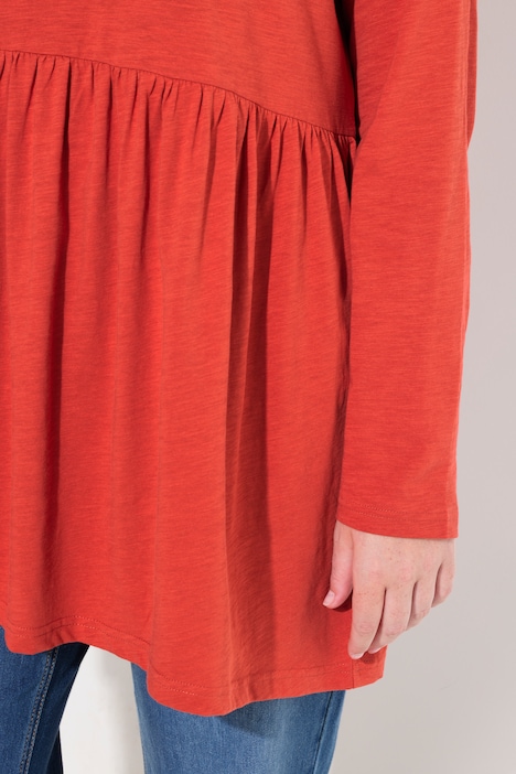 Longshirt, Rollkragen, A-Linie, Langarm, Biobaumwolle