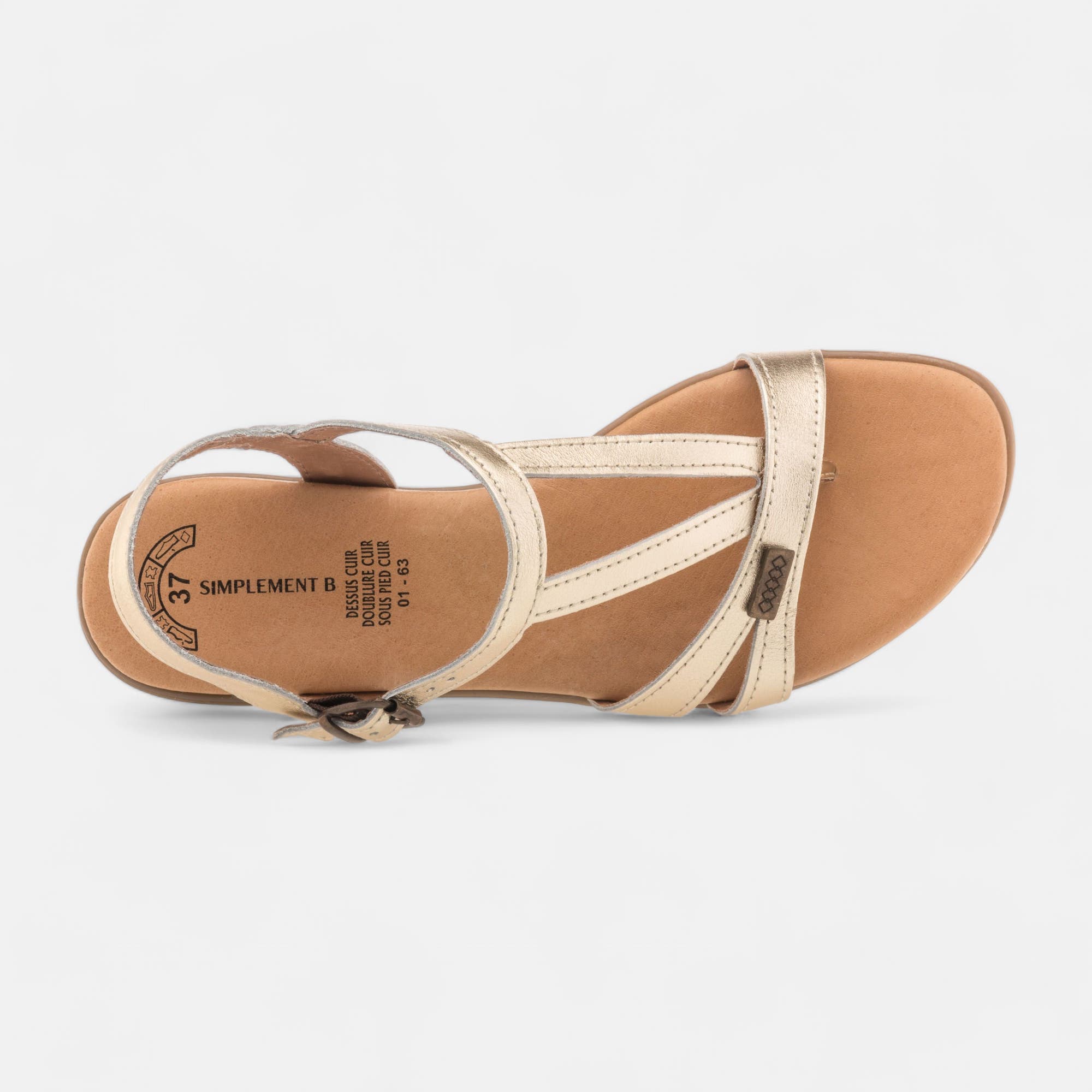 Nu-pieds Femme en cuir or