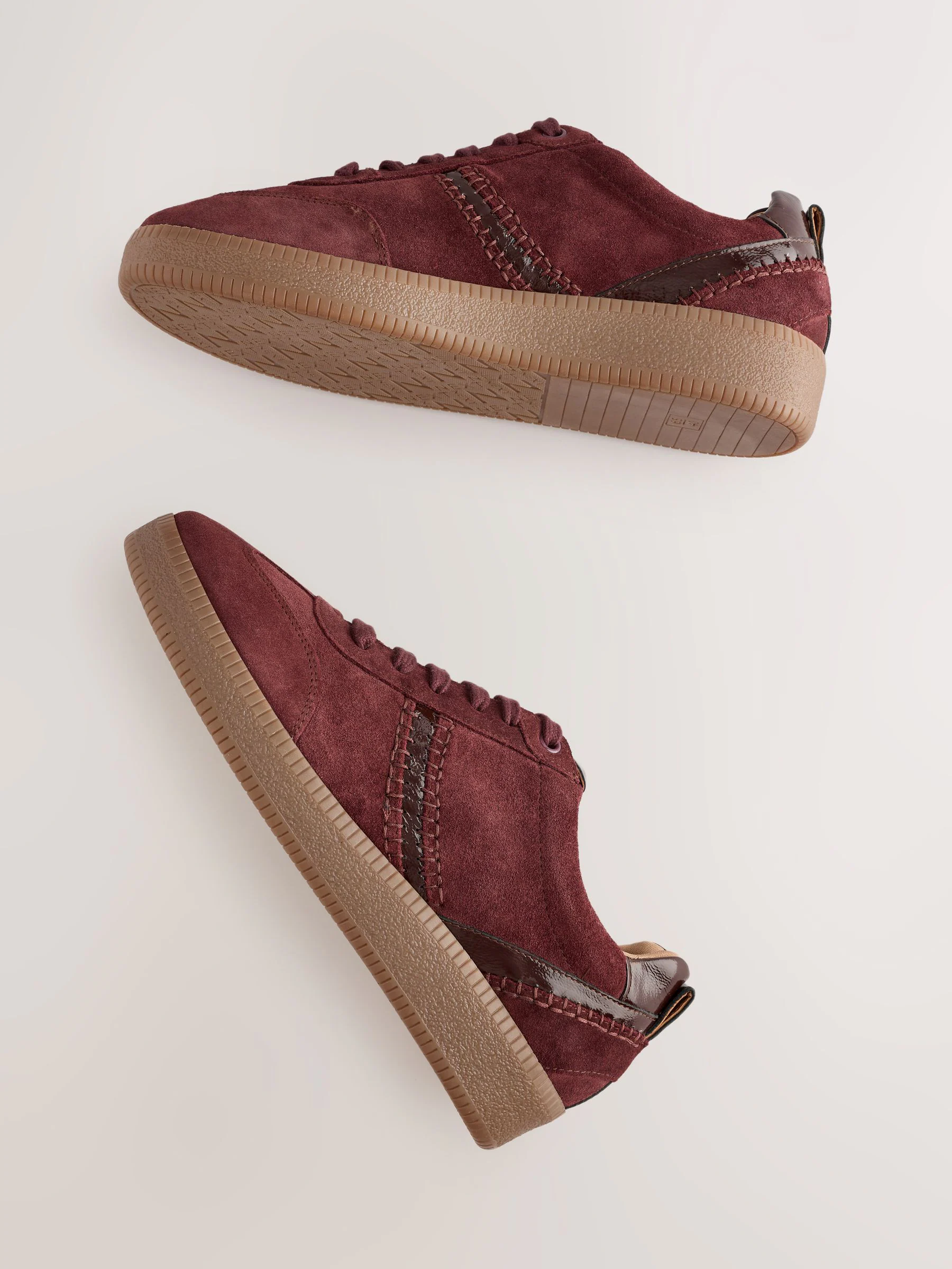 Bordeauxrood - Forever Comfort® leren vetersneakers met dikke zool