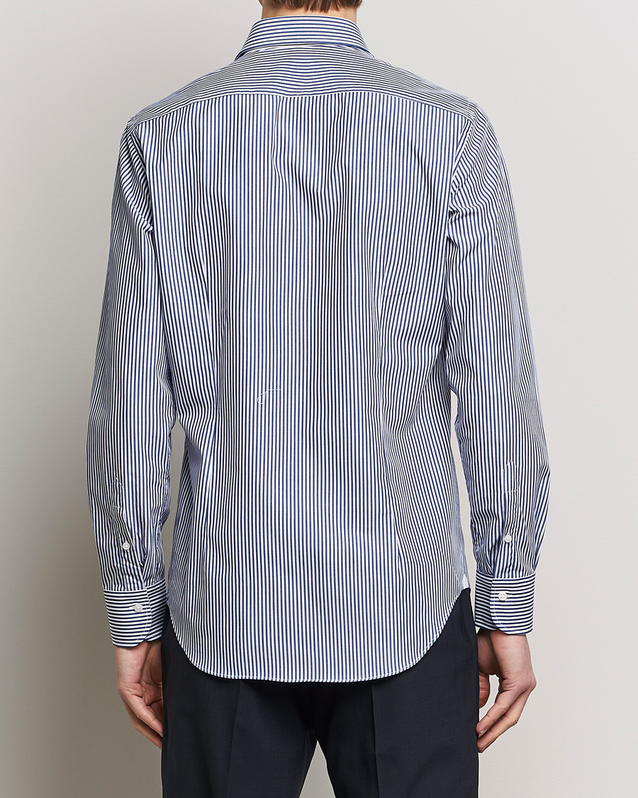 Grigio Cotton Poplin Dress Shirt Blue Stripe