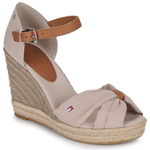 Tommy Hilfiger - BASIC OPEN TOE HIGH WEDGE - Beige