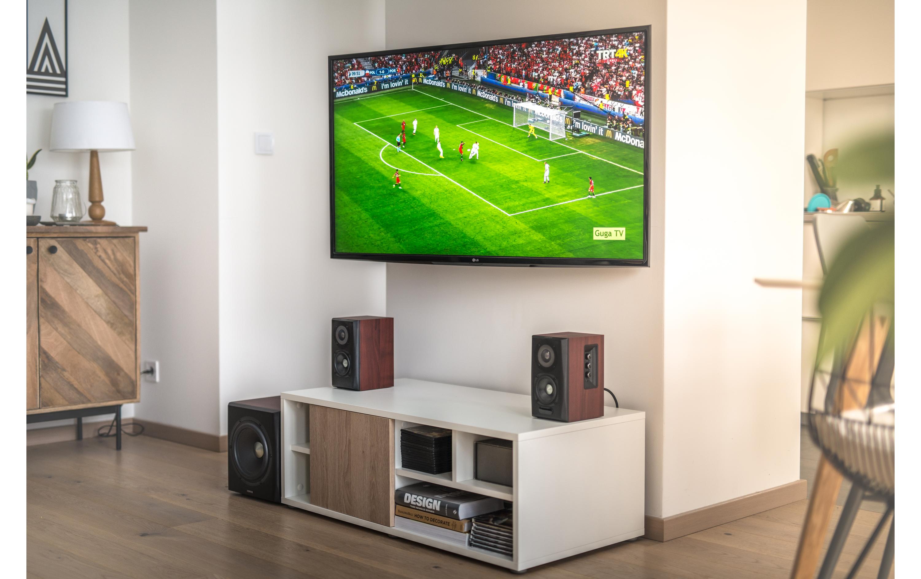 Regallautsprecher Paar S350DB mit Subwoofer Braun<br>Aktive 2.1 Lautsprecher mit Subwoofer und Bluetooth