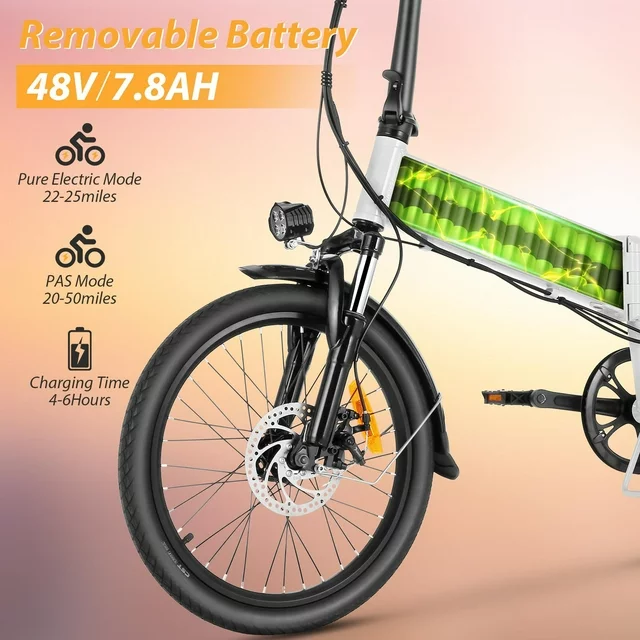 Bicicleta elétrica dobrável Gocio 500W, aro 20, bicicleta elétrica urbana leve em liga de alumínio, com bateria de íon-lítio removível de 48V 7.8Ah integrada, bicicleta elétrica urbana para adultos.