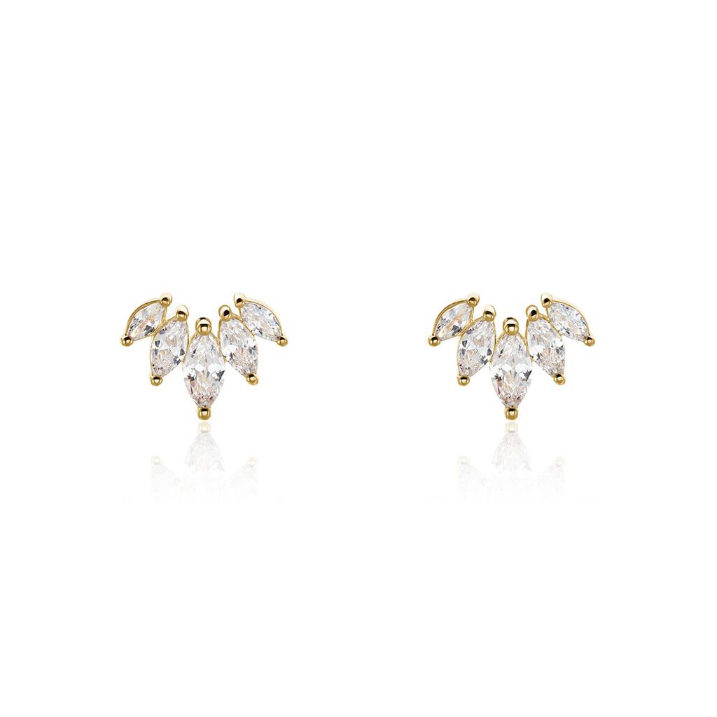 Boucles D'oreilles Puces Amazonia Plaqué Or Jaune Oxyde De Zirconium