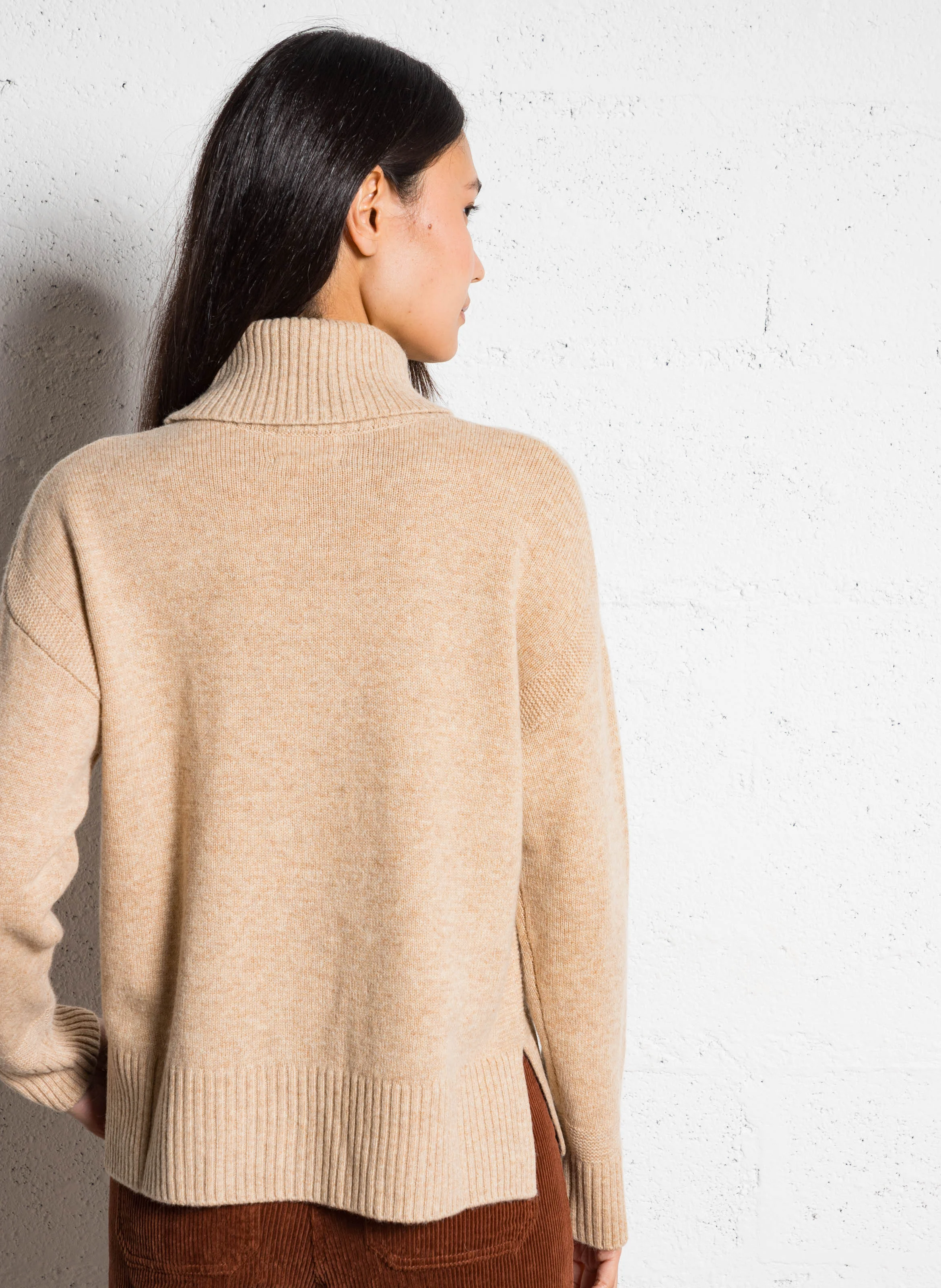 CARLOS - Pull col roulé en laine | Beige