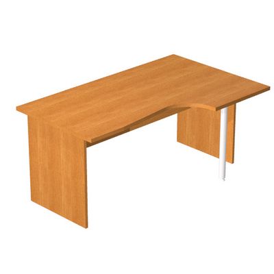 Bureau compact Trend - retour à droite avec pieds panneaux + pied de renfort - L160 - plateau imitation noyer clair