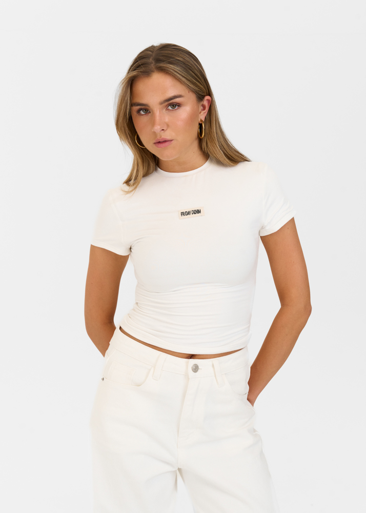 Friday Denim label t-shirt creme