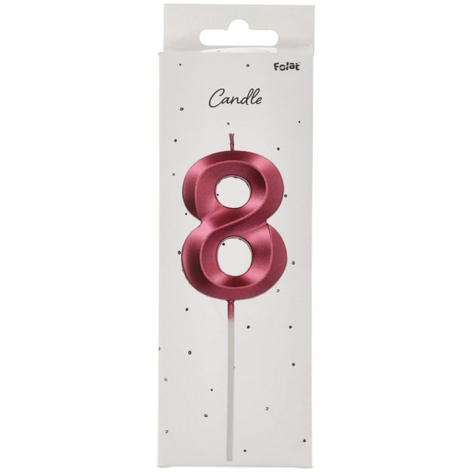 Zahlenkerze - 8 - Glamour Vibes - pink metallic - ca. 7 cm
