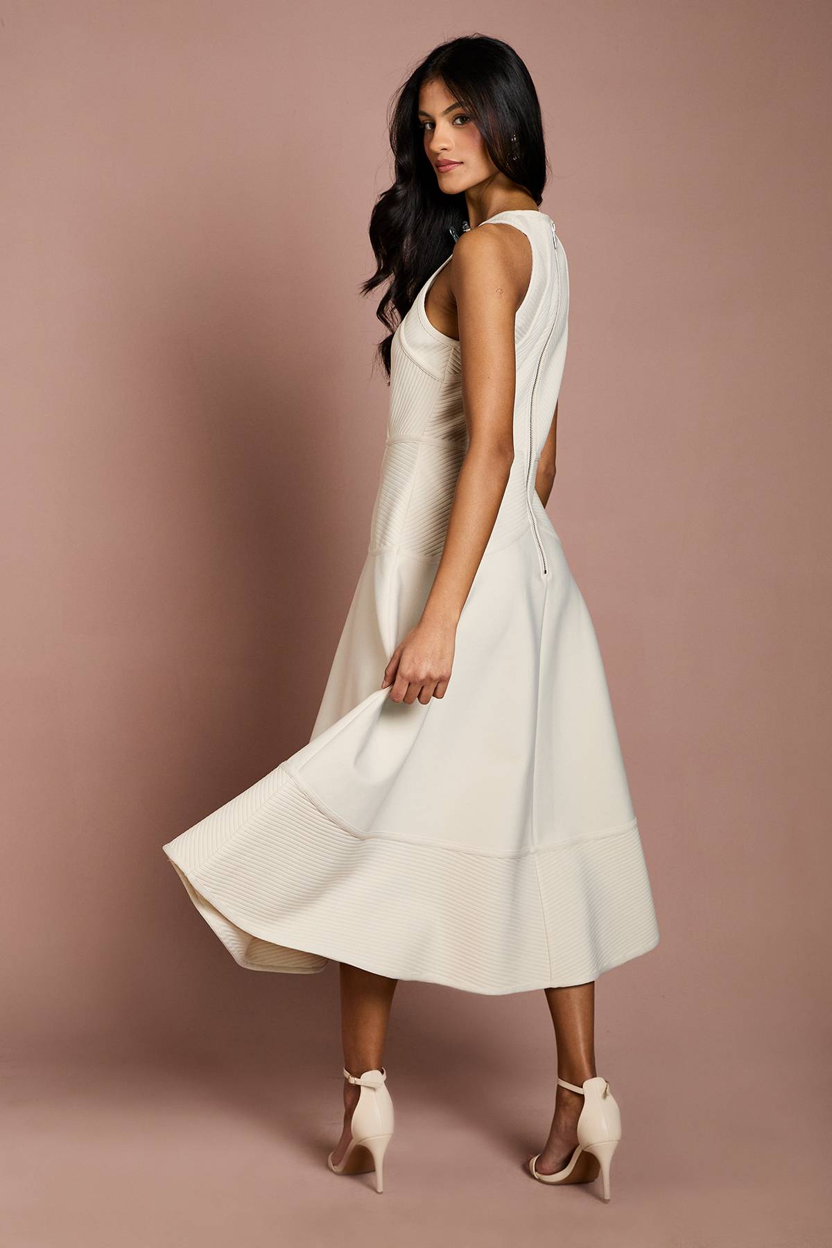 Coast Robe Midi Petite Côtelée Bandage Col Halter
