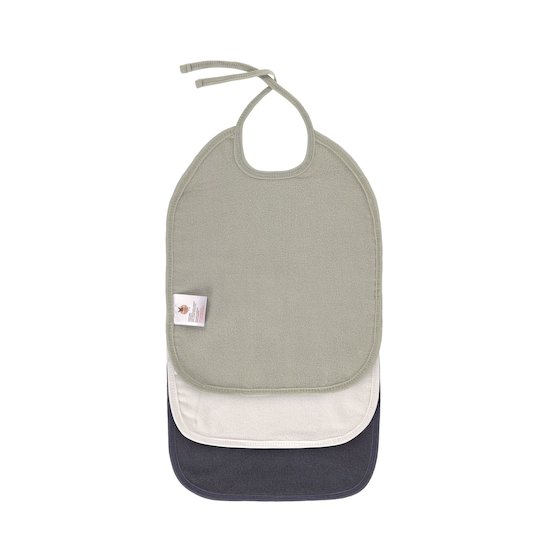 Lot de 3 bavoirs medium en mousseline   Olive, blanc cassé, bleu marine        de               Lässig
