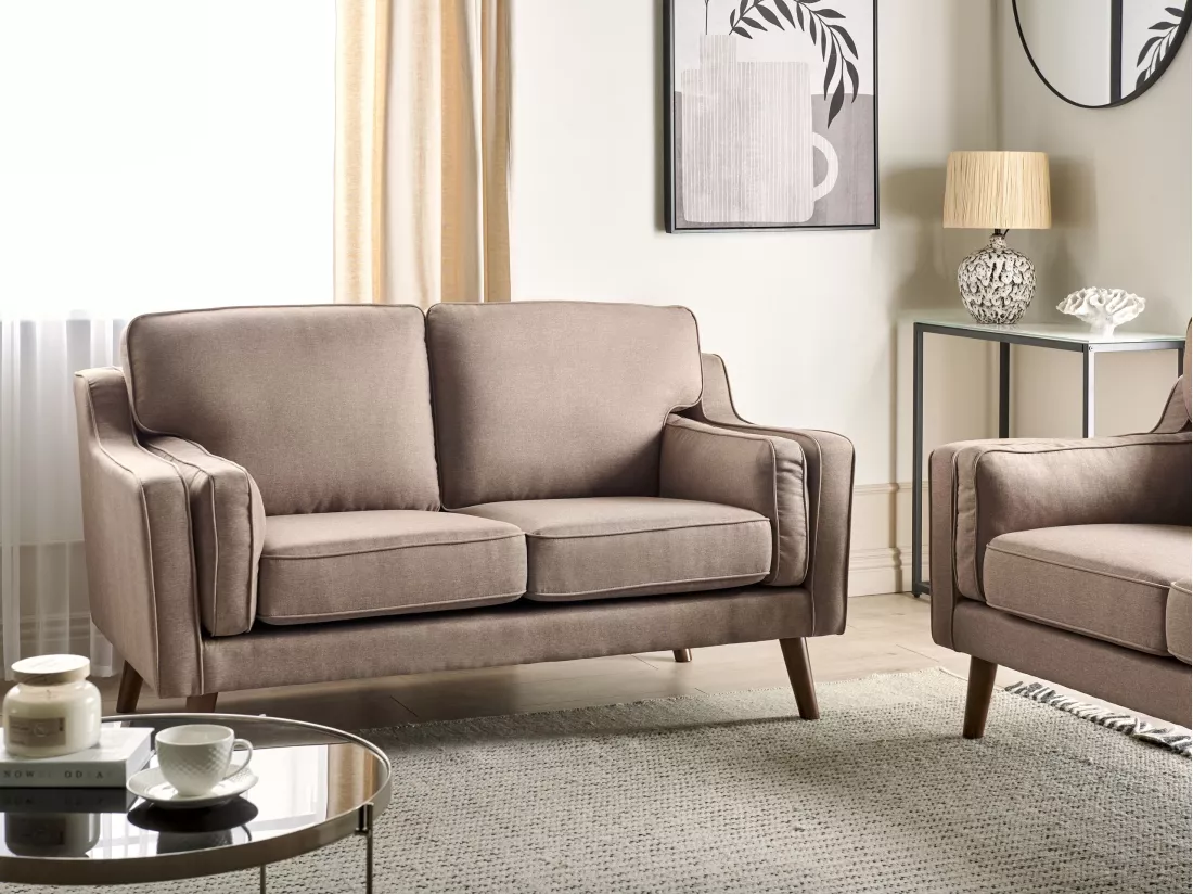 Canapé 2 places en tissu marron clair LOKKA