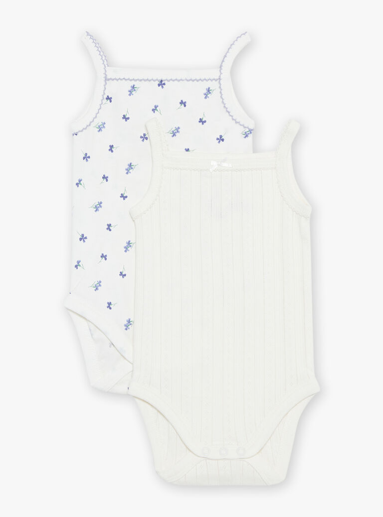 Lot de 2 bodys écrus fantaisie en coton biologique