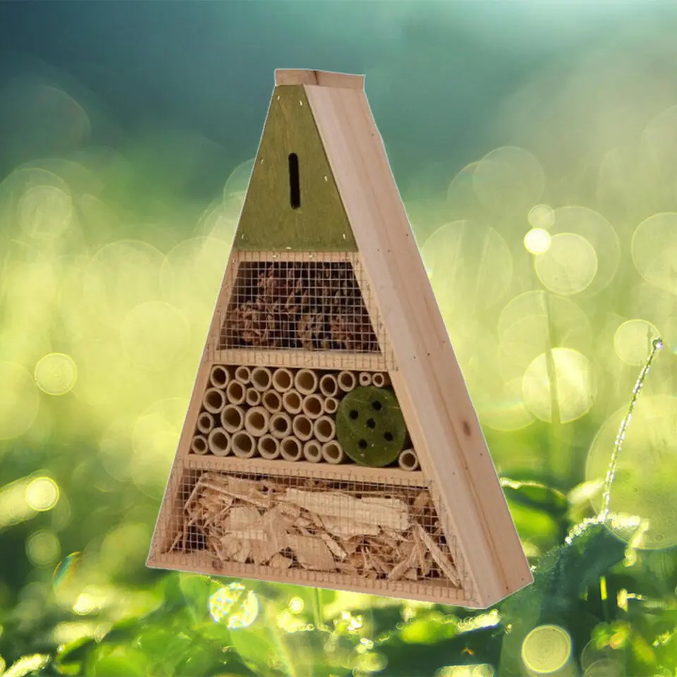 Decoris Insectenhotel - driehoek - lichtgroen - 19 cm