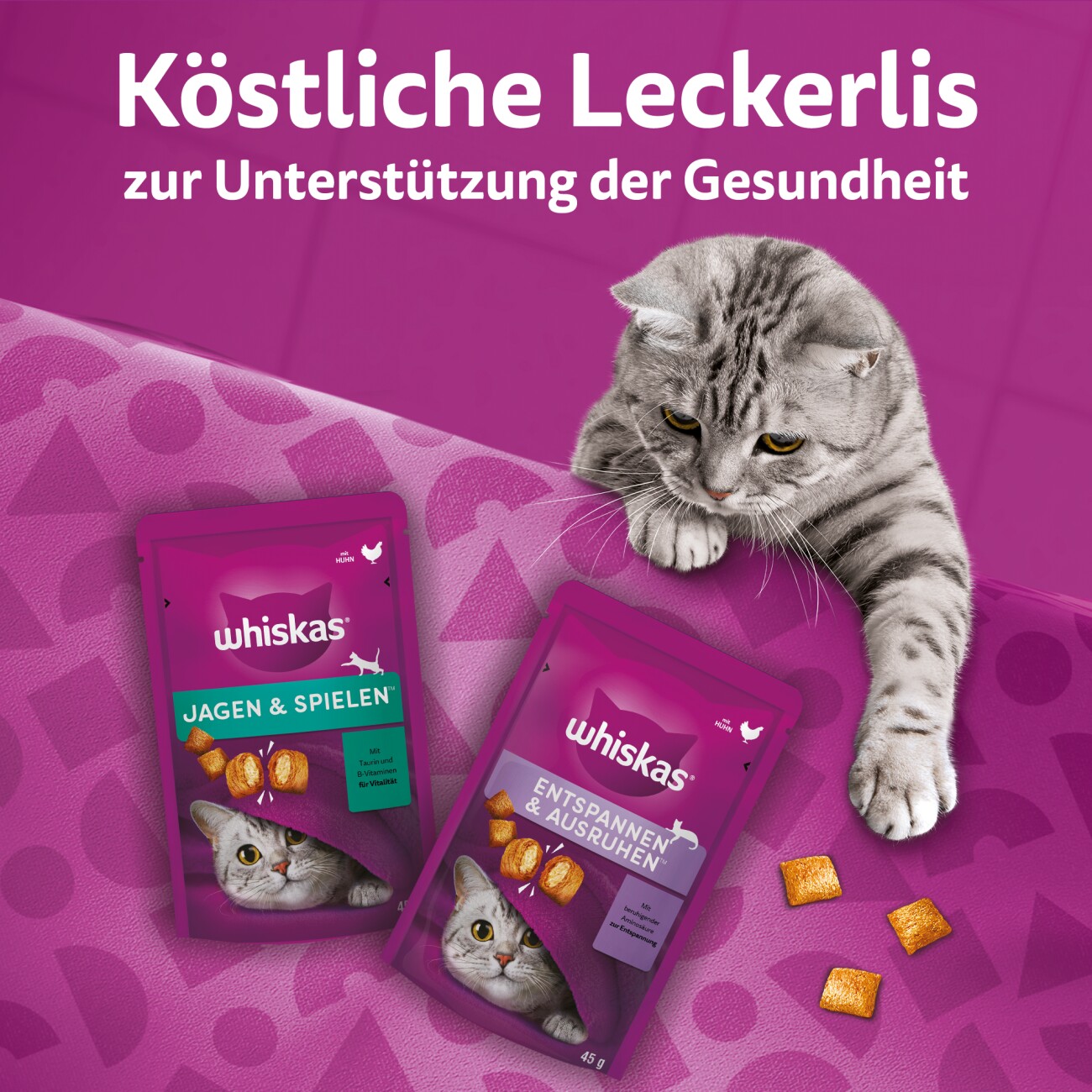 Whiskas Snack Groom & Care mit Huhn 8x45 g
