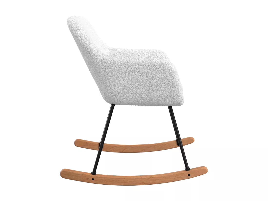 Rocking-chair en tissu bouclé blanc - Isola