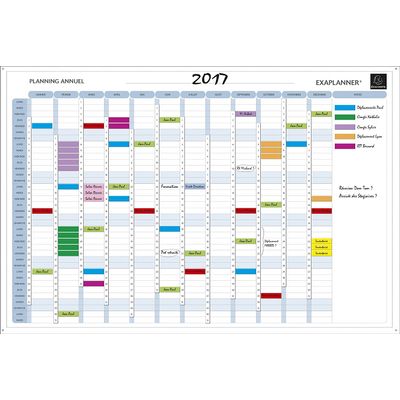 Exacompta - Planning annuel magnétique - effaçable à sec - 90 x 59 cm