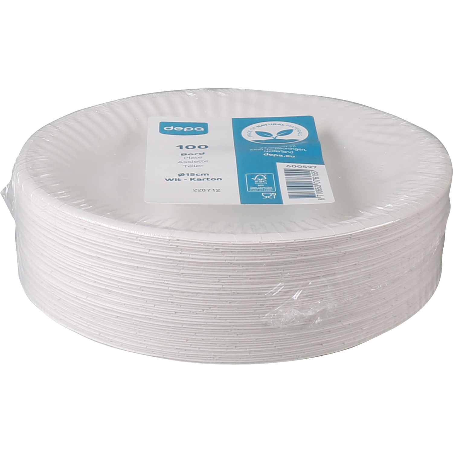 Depa Bord, rond, 1-vaks, karton, Ø15cm, wit