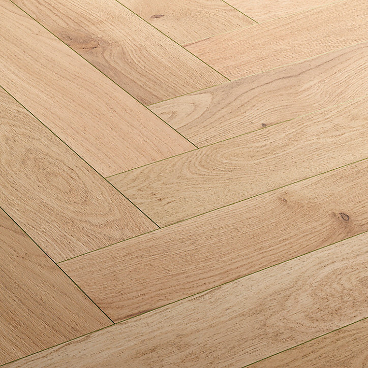 Parquet contrecollé clipsable Padillac bâtons rompus en chêne français verni naturel