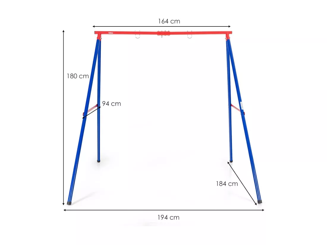 Portique de Balançoire en Métal avec Structure en A, Support de Balançoire avec Tapis Antidérapant, Charge 250kg pour Intérieur et Extérieur, 194 x 184 x 180 cm, sans Balançoire (Rouge)