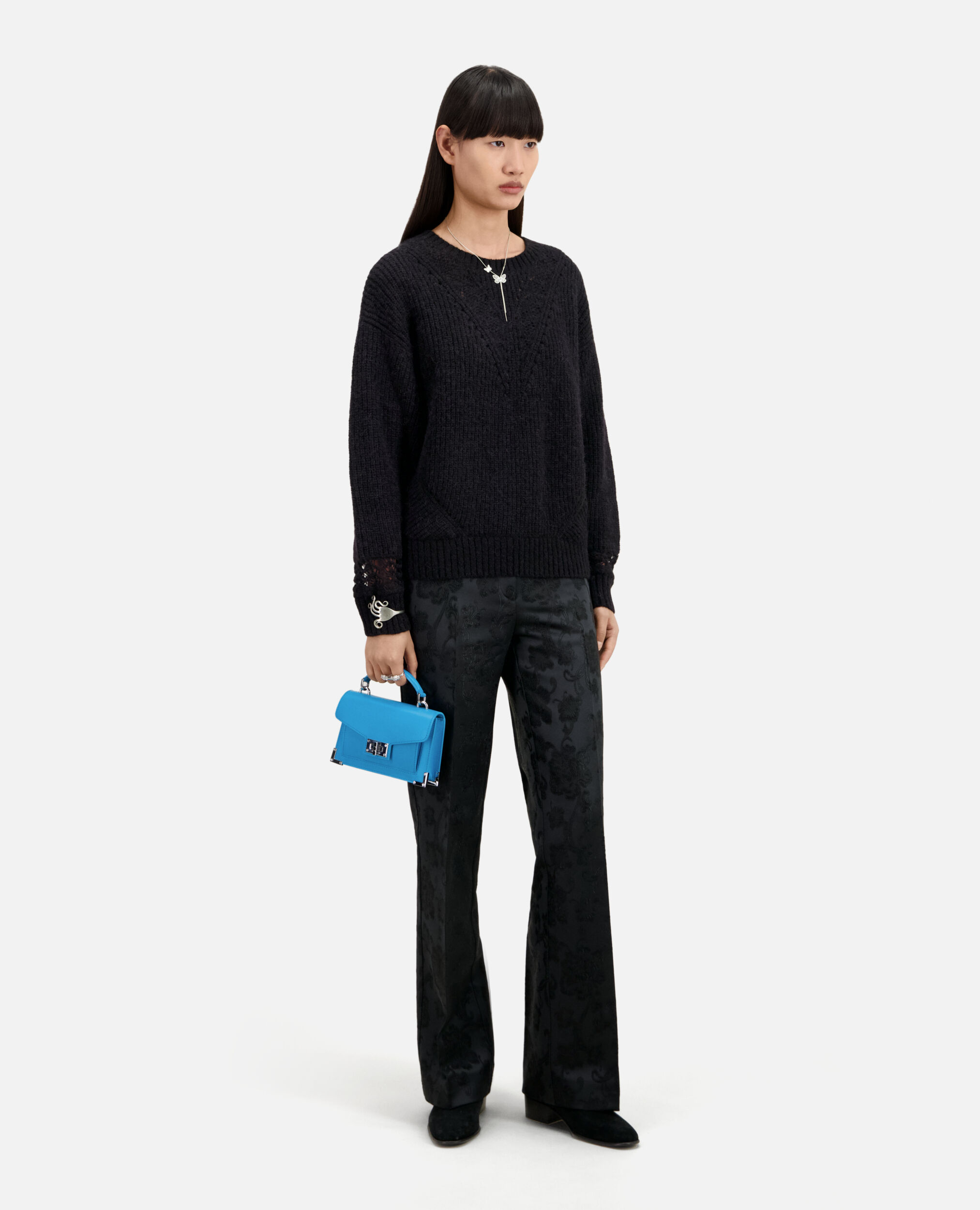 Black wool-blend sweater