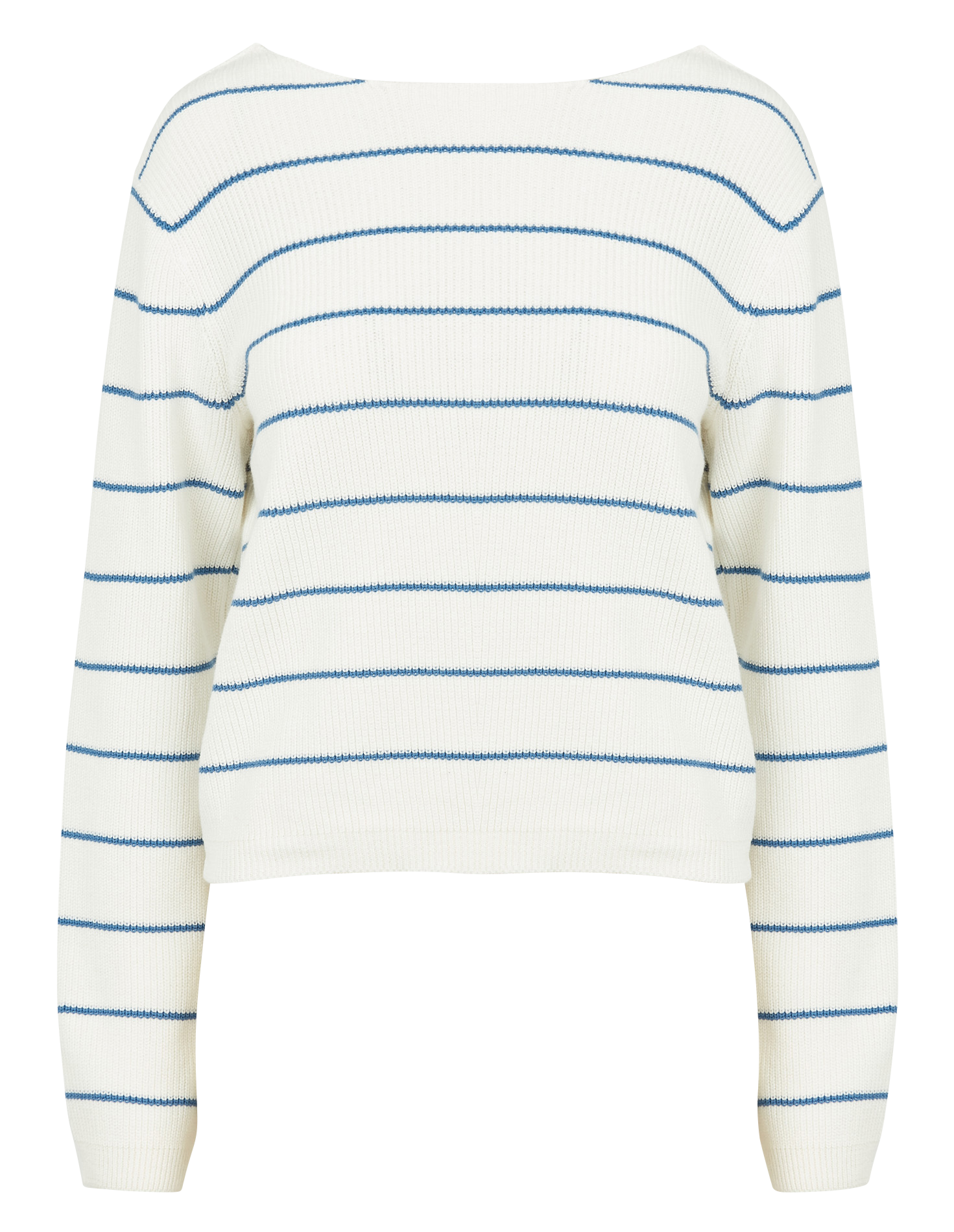 Pull col bateau rayé en coton| Blanc