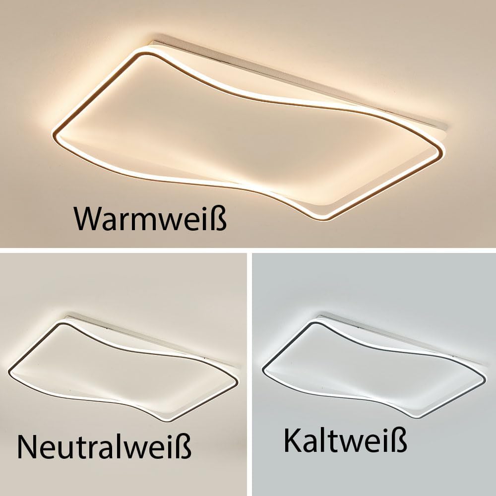 SX626-900 * 600 LED Deckenleuchte mit Fernbedienung Lichtfarbe/Helligkeit einstellbar schwarz weiß lackierter Alurahmen sehr leicht (SX626-900 * 600)