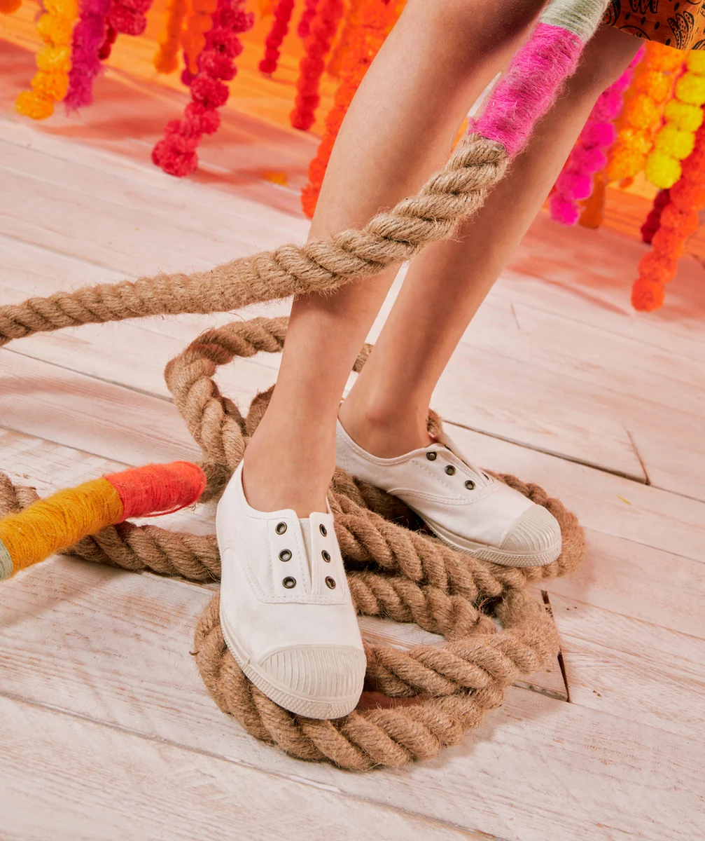 NATURAL WORLDBASKETS BASSES BLANCHES EN TOILE FILLE