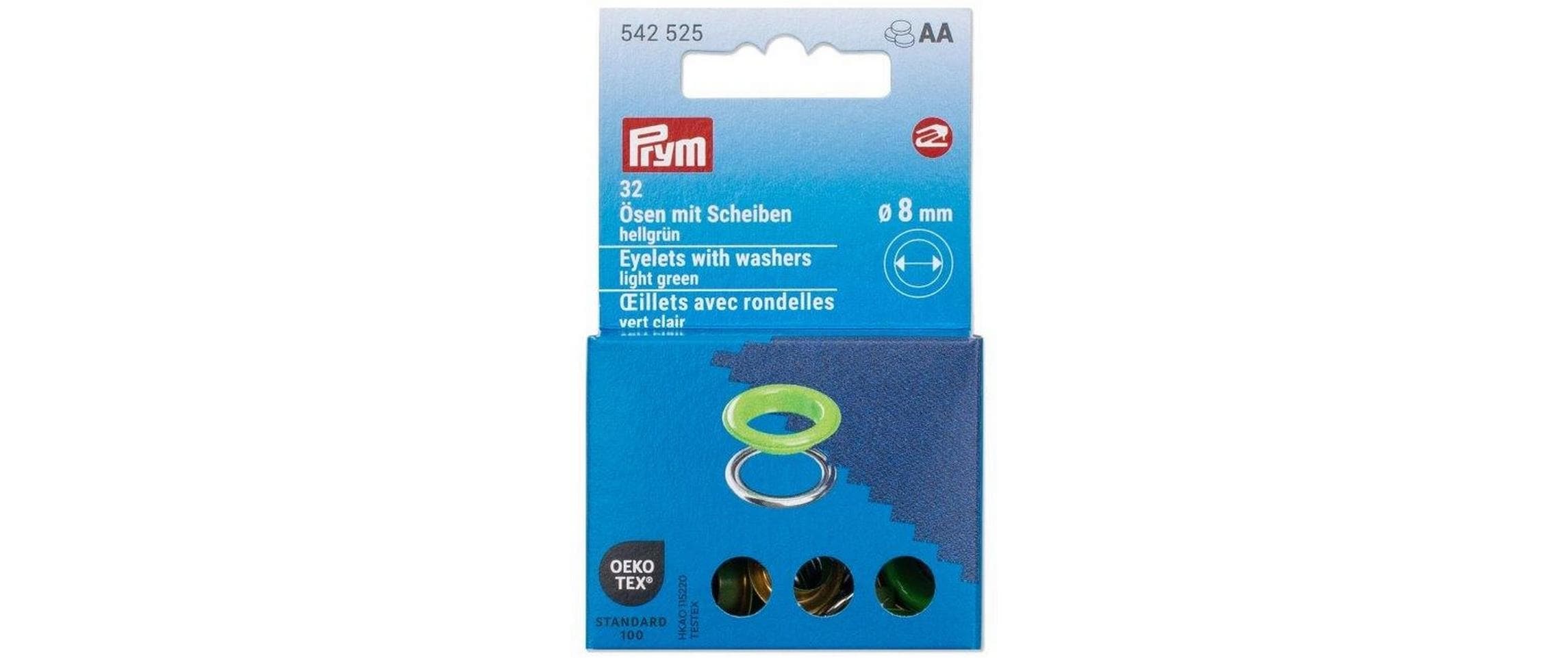 Ösen mit Scheiben, 8 mm Hellgrün, SilberNähfreie Ösen