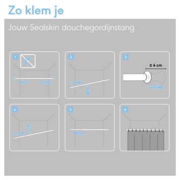 Sealskin douchestang Seallux uitschuifbaar van 125 tot 220 cm chroom