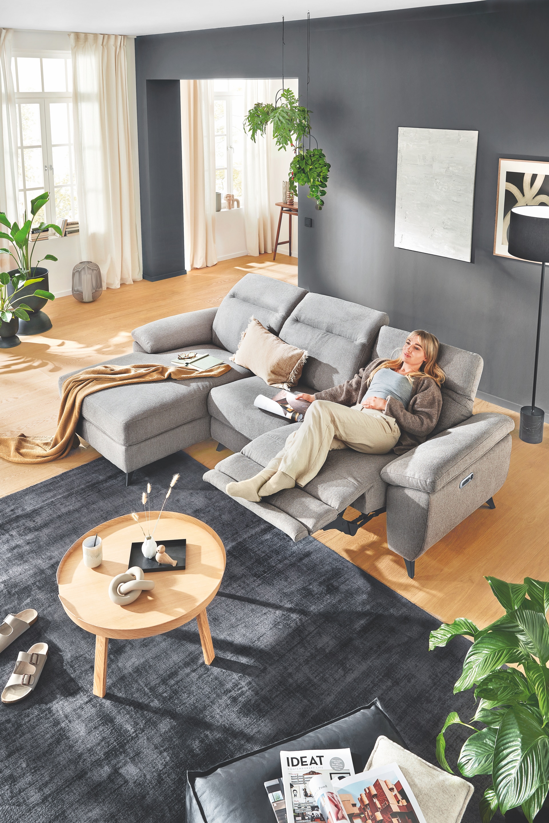 Ecksofa NINA 272 x 164 cm stonegrau