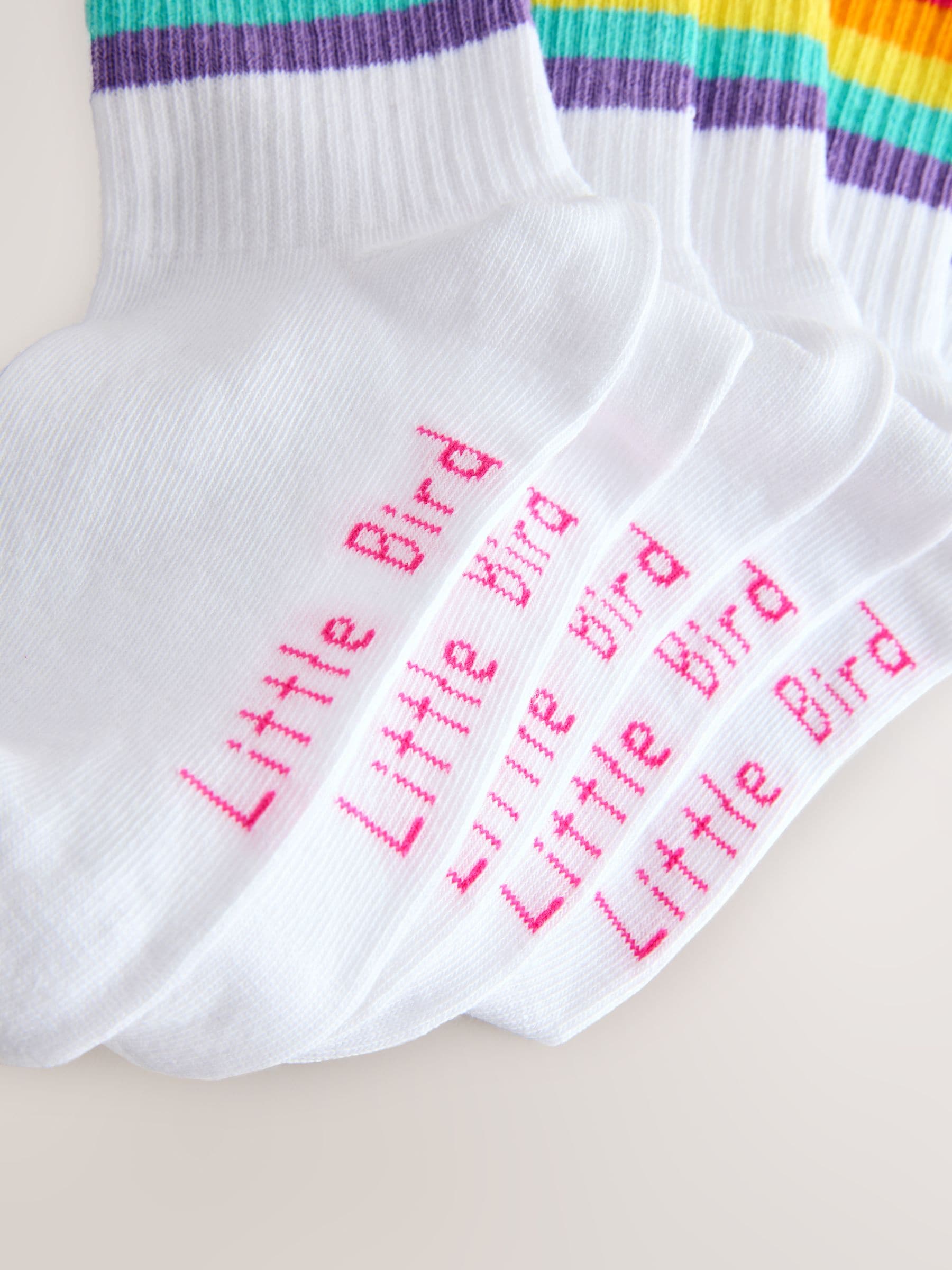 Witte pastelkleurige regenboogprint - Little Bird by Jools Oliver White Tube Socks 7 Pack
