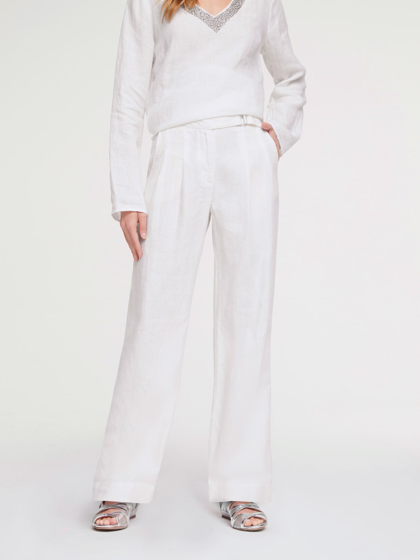 Pantalon en lin jambes larges