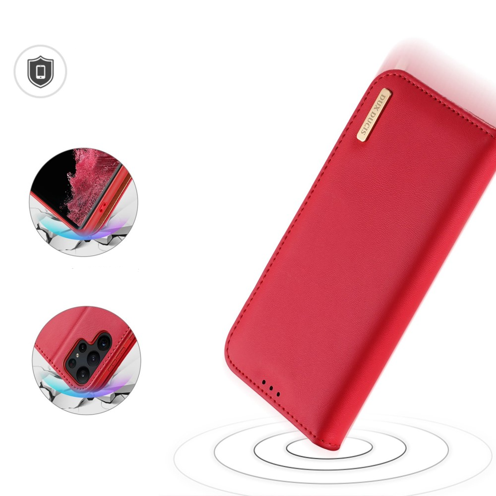 Samsung Galaxy S23 Ultra 5G Flip Wallet Cover Echtleder Tasche (RFID Schutz) - Rot