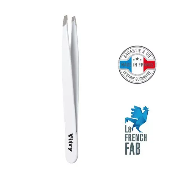 Pinça de bolso Vitry com mandíbulas assimétricas, aço inoxidável branco