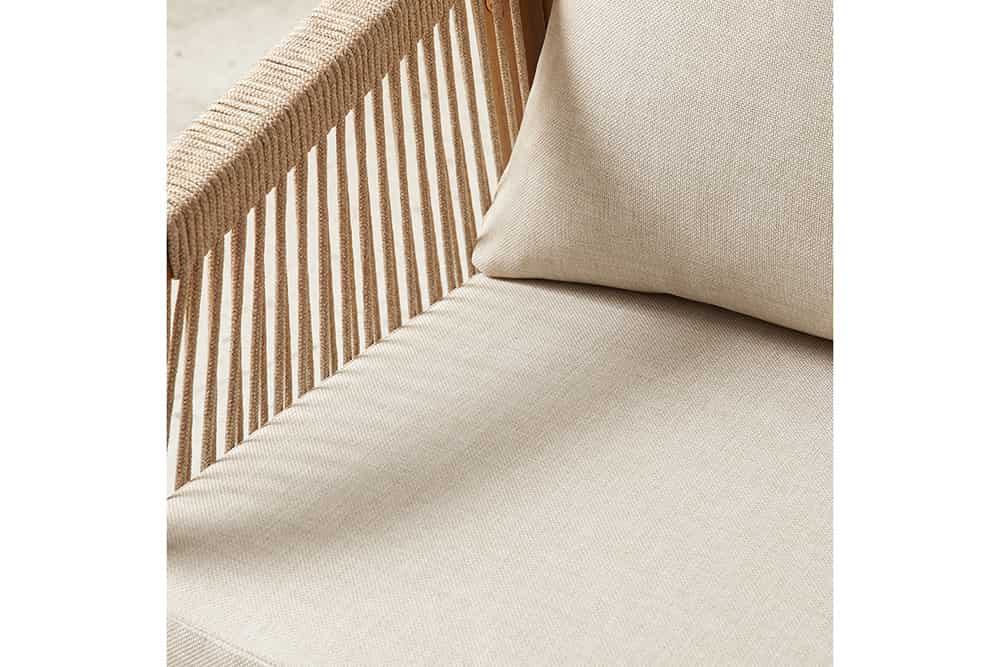 In- und Outdoor Gartenstuhl BALI ROPE natur beige Akazie wetterfest mit Armlehne Kissen