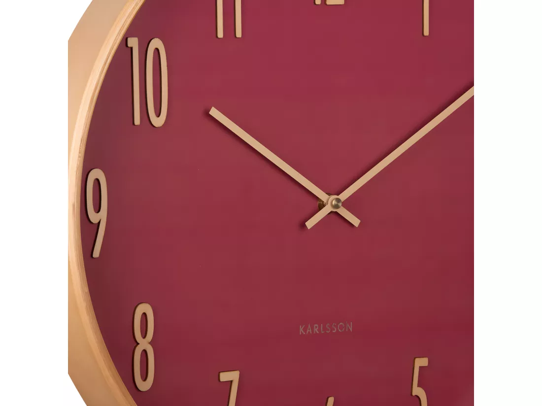 Horloge murale en bois D40cm Rouge Present Time