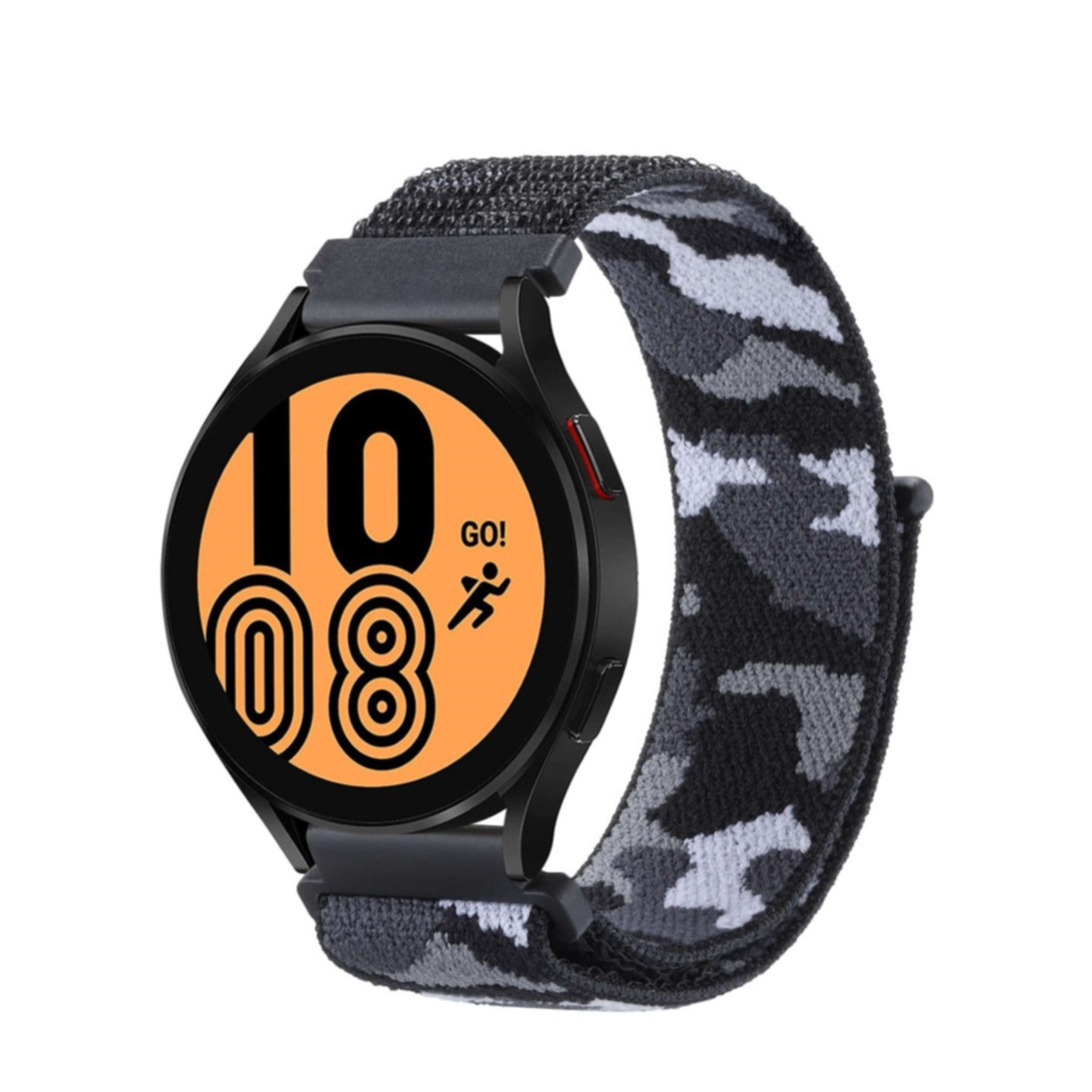 Samsung Galaxy Watch Active 2 (40mm) Nylon Armband mit Klettverschluss (Gelenkumfang: 170-225mm) - Camouflage Schwarz