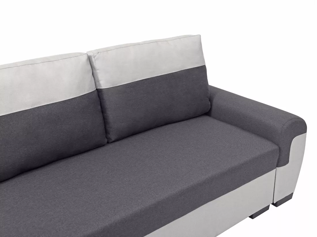 Canapé d'angle réversible et convertible en tissu anthracite et gris clair GABY II