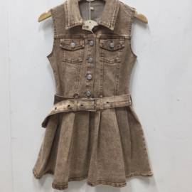 The denim shortsleeves dress - bruin