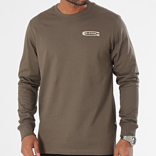 Tee Shirt Manches Longues Old School Chest D23875-C336 Taupe