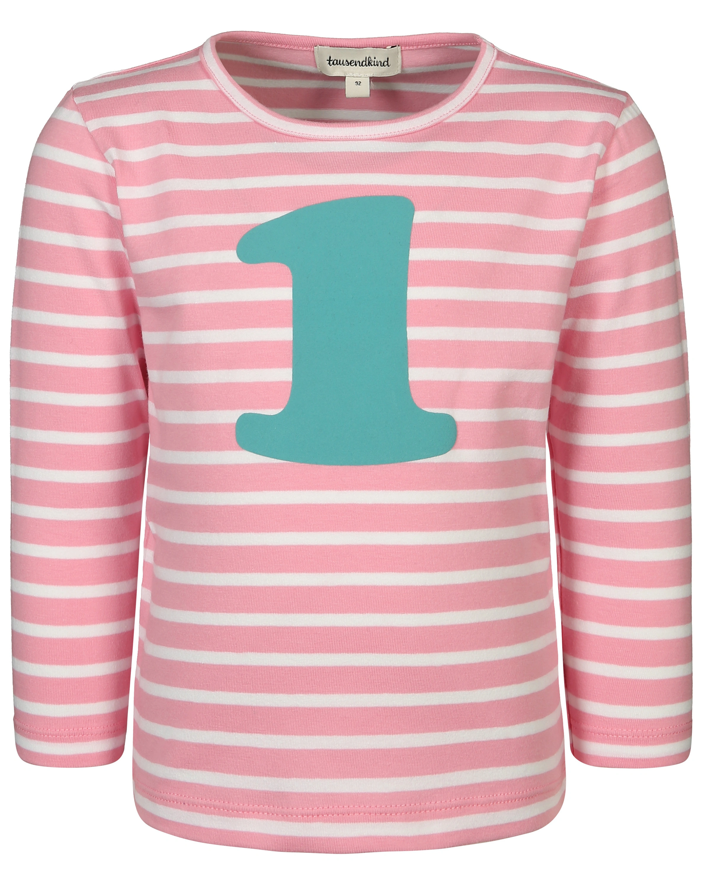 Langarmshirt 1 JAHR gestreift in rosa/weiß (Größe: 80)